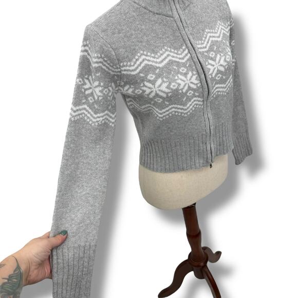 NEW Planet Heart Gray Fair Isle Sweater Size XL Gray White Winter Snow Nordic - Picture 5 of 10